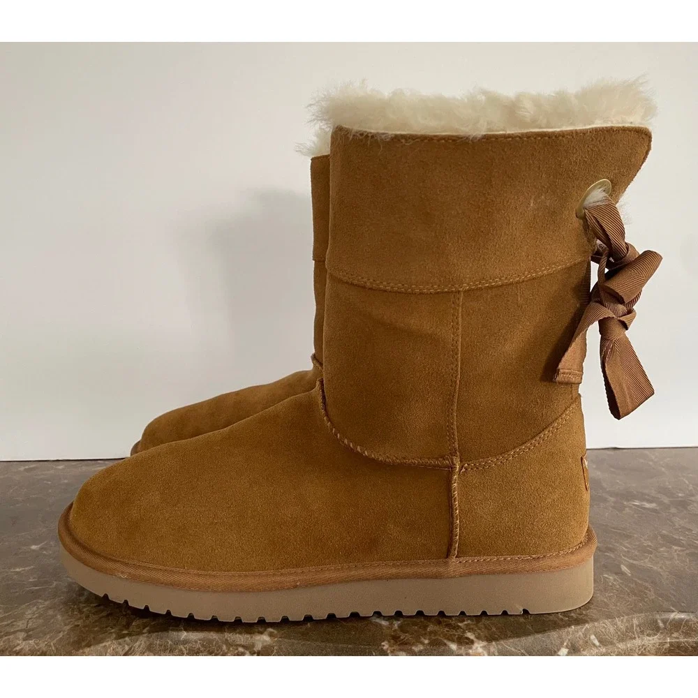 Koolaburra UGG Womens Andrah Short Suede Boot Ribbon Bow Sherpa Lined Cozy 11